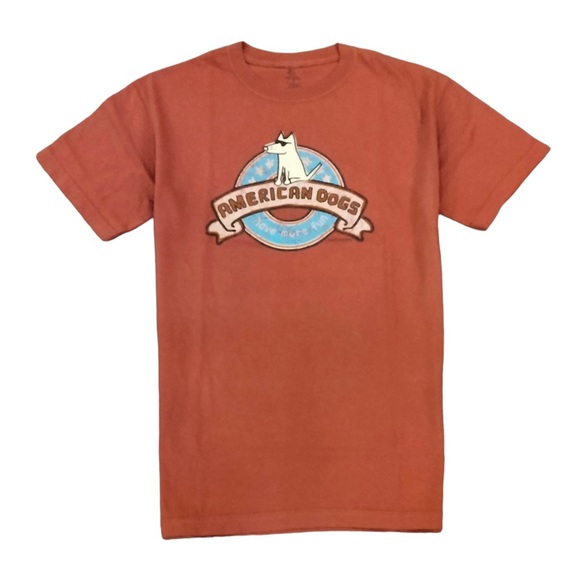 American Dogs Small or Large Classic Unisex RED Crewneck Short Sleeve Tee NWT - Picture 1 of 4
